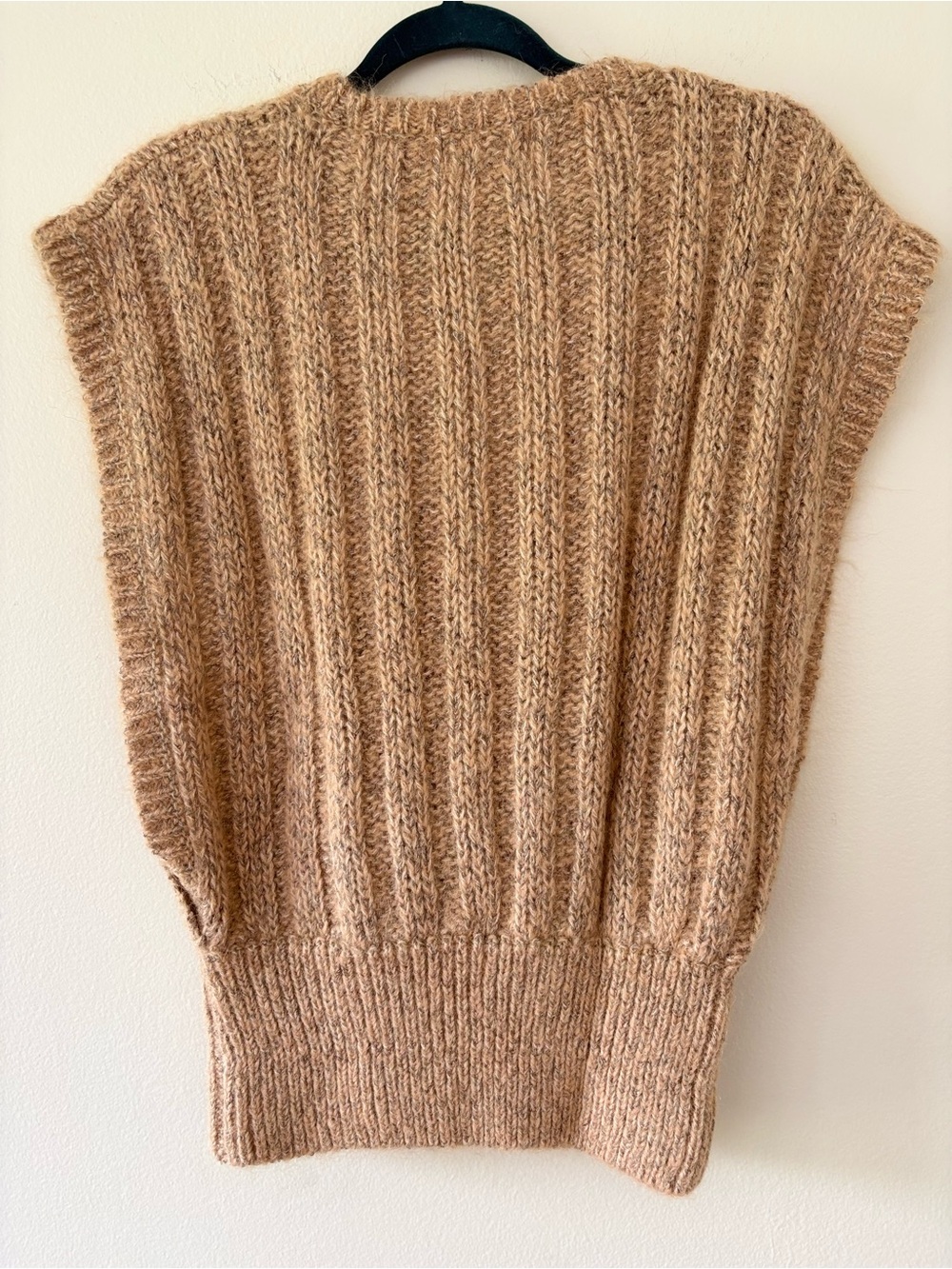 Vintage Christian Dior Separates Camel Ribbed Sweater Vest Wrap Style Wool Blend - Picture 3 of 4